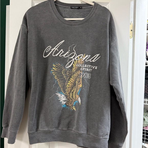 Nasty Gal Sweaters - Nasty Gal Gray Graphic Crewneck Sweater